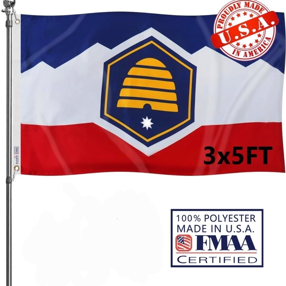 Double Sided Heavy Duty 3x5 Utah State Flag with Grommets - Made in USA